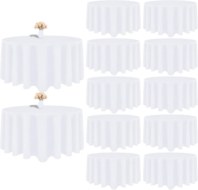 Detalle de Heneger 12-Pack White 90-Inch Round Tablecloths (Stain & Wrinkle Resistant Polyester)