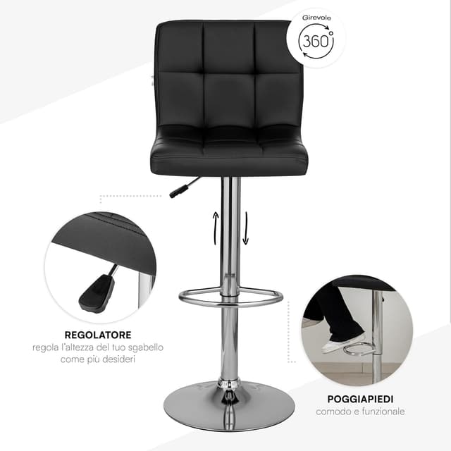 Thumbnail 4 de Baroni Home Tabouret de Bar Noir 115 cm