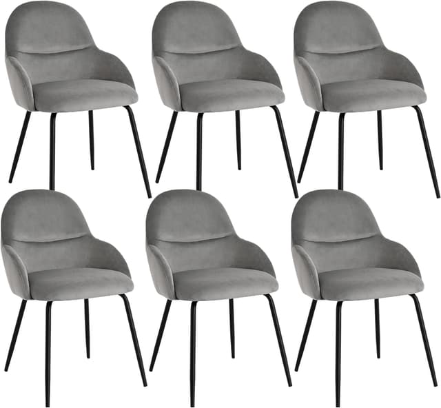 Detalle de Set 6 sedie da pranzo con braccioli 55x60x87