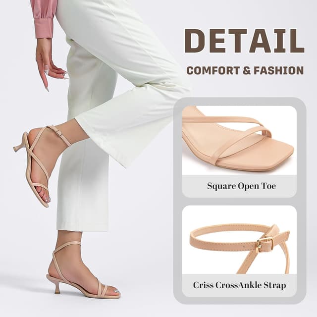 Detalle de NIEARDAN Women's Kitten Heel Sandals 2-inch 👠