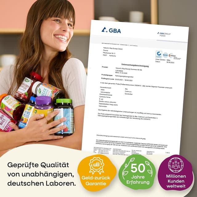 Thumbnail 6 de Kollagen Gummibärchen mit Biotin, Zink und 2.500 µg Biotin (Erdbeer) – 60 vegane Vitamin Gummies