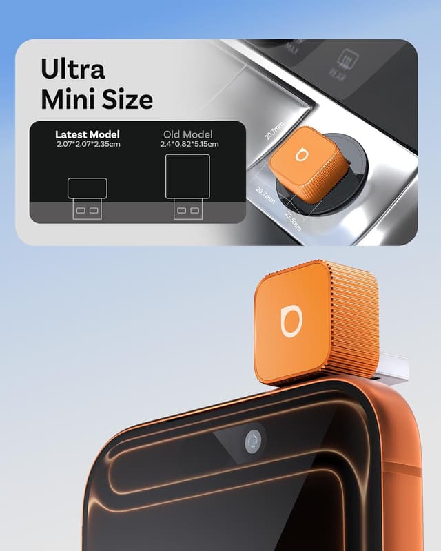 Detalle 2 de OTTOCAST 2026 Mini Slim Orange Wireless CarPlay 2-in-1