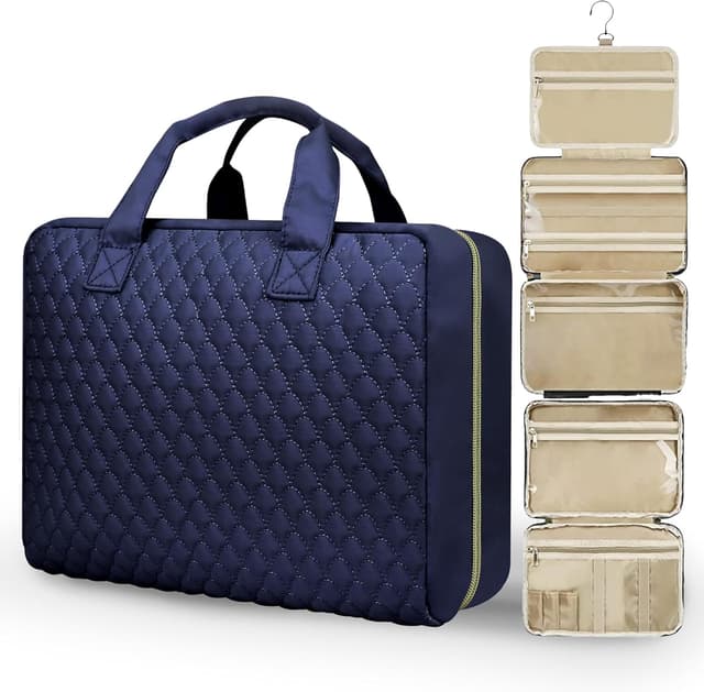 Detalle de Voyagrise Hanging Toiletry Bag for Women – large-capacity travel wash bag with hook and compartments