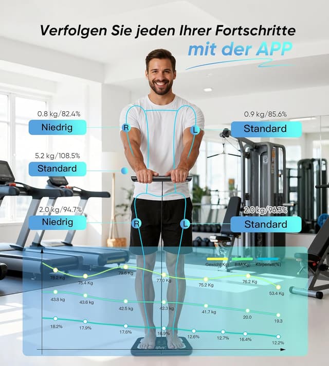 Detalle 2 de Körperfettwaage mit 8 Elektroden 180 kg