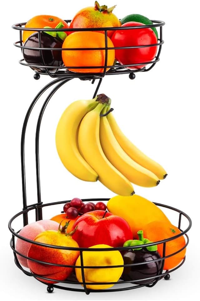 Detalle de Auledio Iron 2-Tier Fruit Basket 64 oz ๐