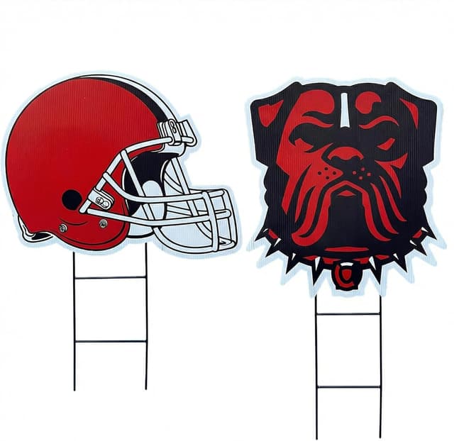 Proformance Home NFL Logo & Helmet 2-Pack Yard Sign Set (Cleveland Browns)