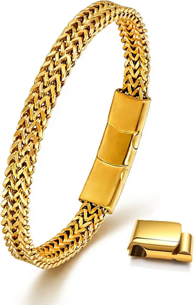 Detalle de Esrael Herren-Armband aus Edelstahl Gold/Silber/Schwarz mit abnehmbarem Magnetverschluss – 7,5 bis 8 Zoll