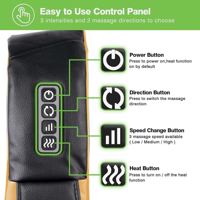 Detalle 2 de cotsoco Neck Massager with Shiatsu 3D Kneading, Heat & Auto-Reverse Nodes (Orange)