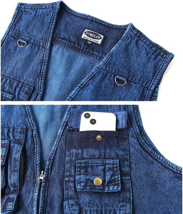 Thumbnail 4 de KTWOLEN Herren Retro Jeans Weste Motorrad