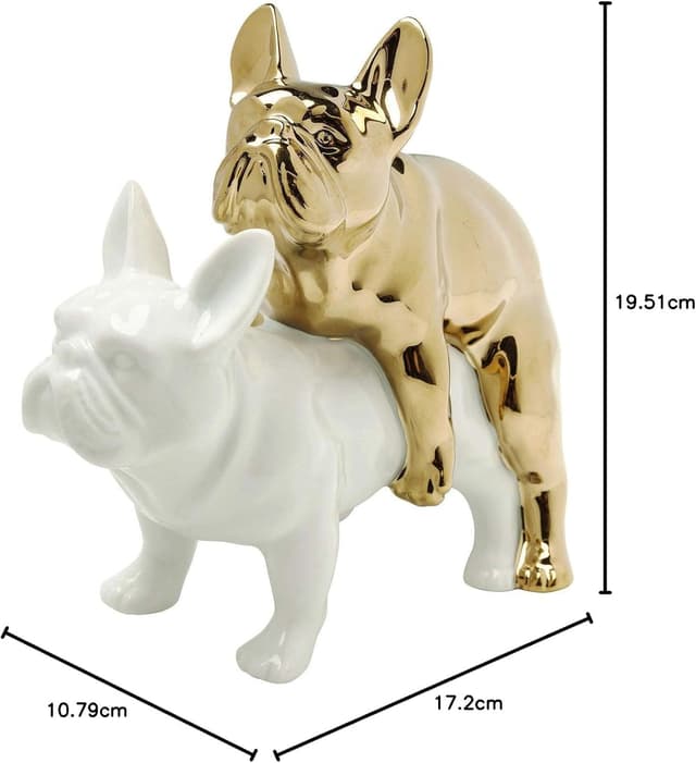 Thumbnail 6 de Kare Design figurine décorative Love Dogs en porcelaine blanche et dorée (17x11x20 cm)
