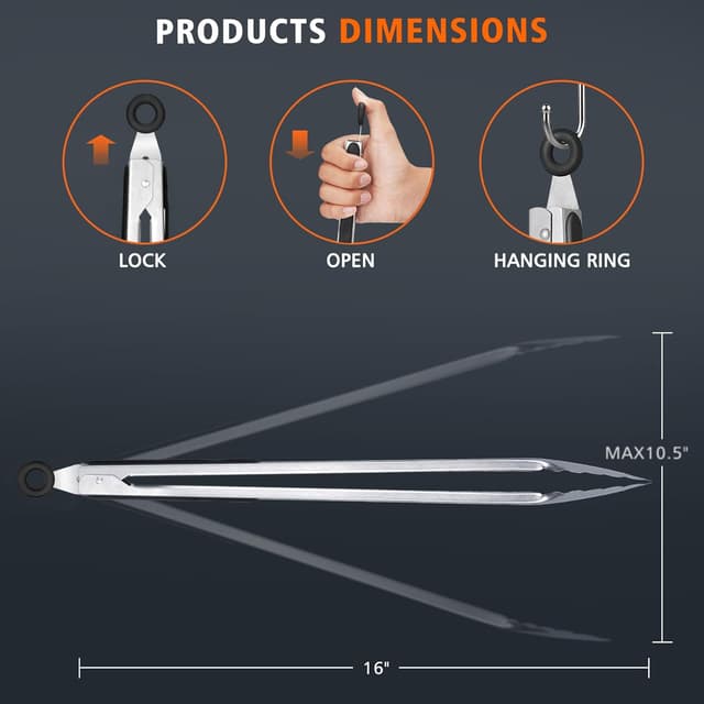 Detalle 1 de HOTEC Küchenzange Edelstahl 40,6 cm