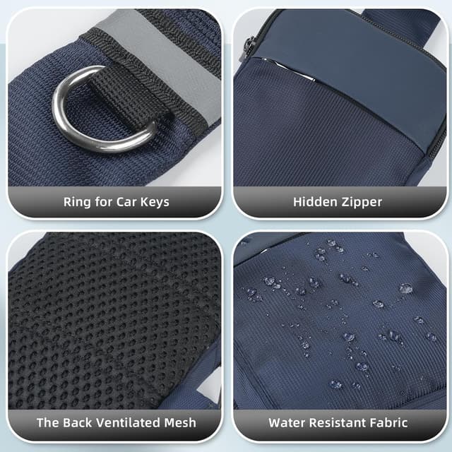 Thumbnail 6 de Tibroni sac banane / sac de poitrine avec RFID : mini sling bag ajustable pour téléphone et essentiels