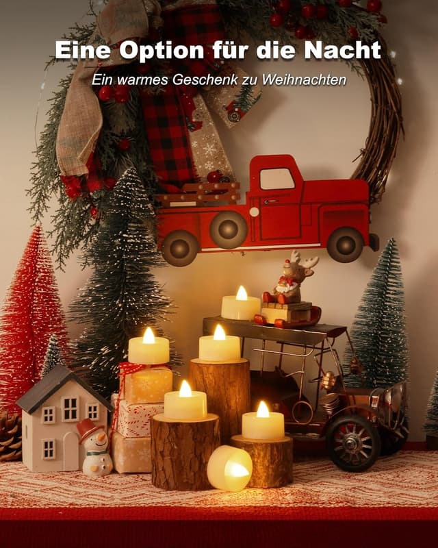 Detalle de AMAGIC 24 Stück LED-Teelichter (flammenlos, batteriebetrieben, warmweiß) für Halloween & Hochzeit