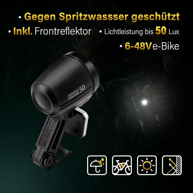 Detalle de Zeekpowa E-Bike-Dynamo-LED-Fahrradlicht (Frontlicht) mit StVZO-Zulassung und Lichtautomatik