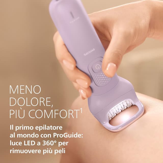 Detalle de Philips Epilatore Serie 9000 BRE729/00 Wet & Dry senza fili: epilazione corpo, viso e zona bikini con ProGuide