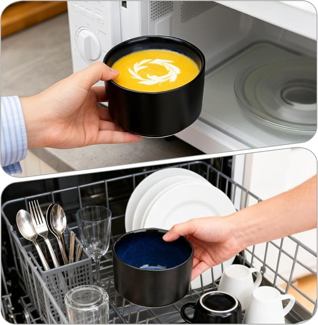 Thumbnail 6 de CSYY Müslischalen aus Porzellan (6-teilig), schwarz matt mit tiefblauem Innenbereich – Reisschalen & Dessertschalen bis ca. 500 ml