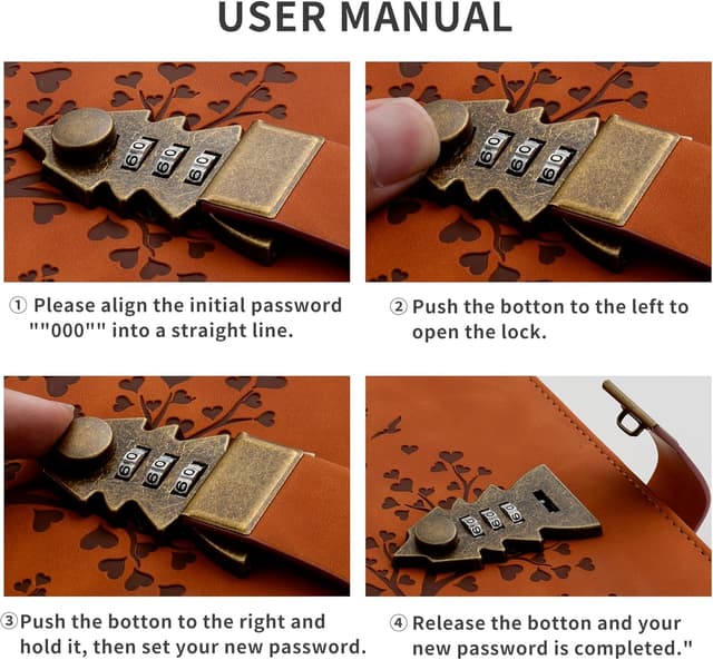 Detalle 2 de Herzförmiges Tagebuch mit Schloss A5