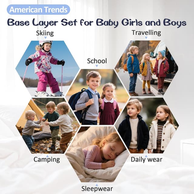 Thumbnail 5 de American Trends Kids Thermal Underwear Set