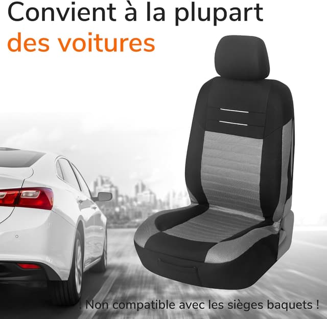 Detalle de upgrade4cars Housses de siège avant universelles gris (lot de 4) Version 2026