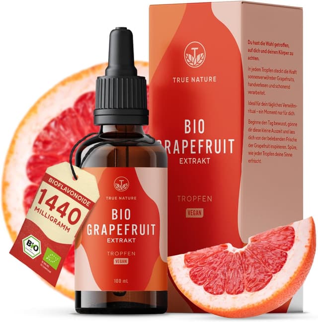 Detalle de TRUE NATURE Bio Grapefruitkernextrakt Tropfen – 100 ml, 1440 mg Bioflavonoide je 100 ml