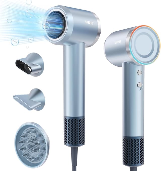 Detalle de YASHE Asciugacapelli ionico con motore brushless 110.000 g/min, 1600W e accessori styling (1 diffusore + 2 concentratori)