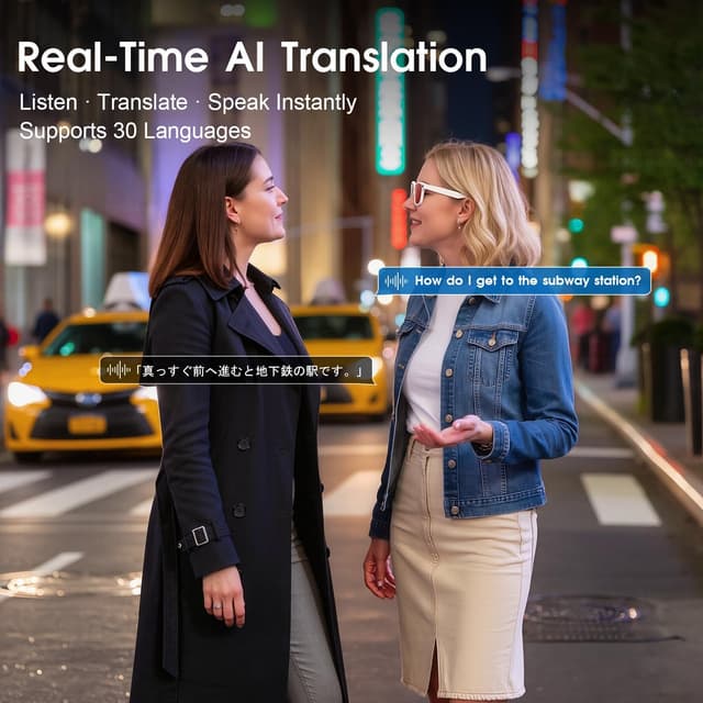 Detalle 1 de Tulbeys AI Smart Glasses with 4K HD Camera, 8MP Photo, Real-time Translation & Photochromic Lenses (White)