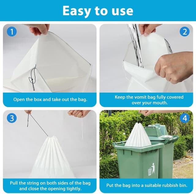 Detalle de AOGOE Sacs à vomi jetables étanches 12 x 1000 ml, avec tampons super absorbants