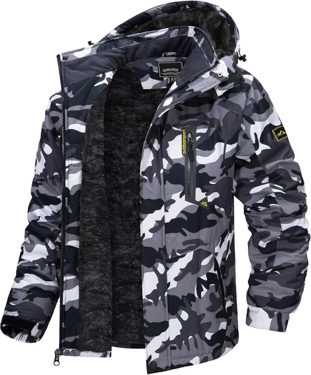 Detalle de TACVASEN Men’s Winter Skiing Jacket (Water-Resistant Fleece Lining, Insulated, Detachable Hood)