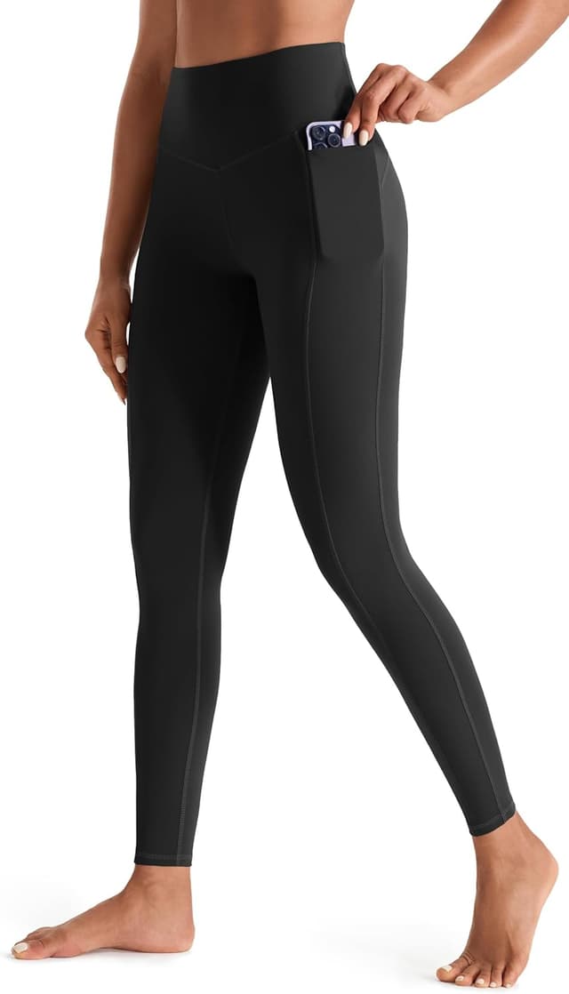 Detalle de JOYSPELS women’s gym leggings with pockets – high waisted tummy control full length & capri style