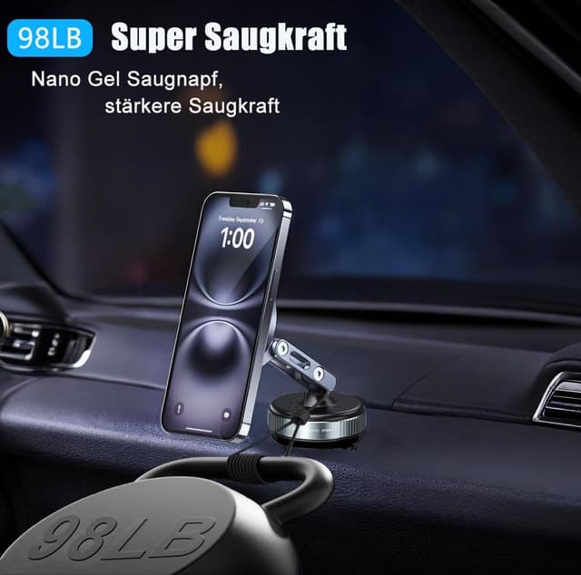 Detalle 2 de KEVANLY Verbessert Nano Gel Vakuum Magnetischer Handyhalterung Auto – 360° Magnet-Smartphonehalter aus Aluminium + ABS
