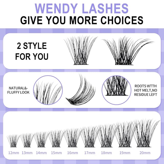 Detalle 2 de Einzelwimpern-Set Cluster (C-Curl) C3/C9, 0,07 mm, 12–16 mm – DIY-Wimpernverlängerung zum Selbermachen