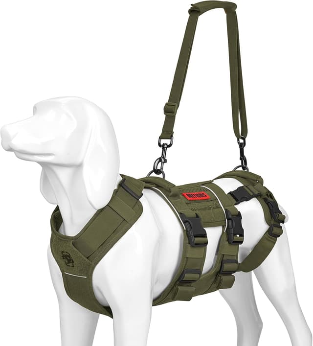 Detalle de OneTigris SKYEWALKER Unterstützungsgeschirr für Hunde – einstellbares Hebegeschirr mit 2 Griffen, Grün (M)