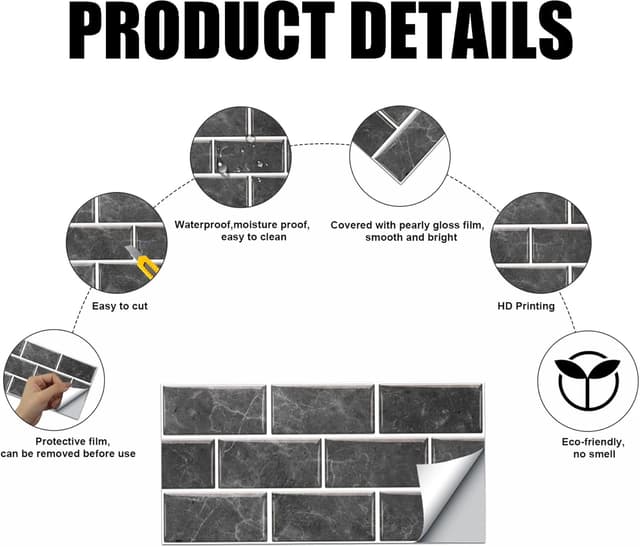 Thumbnail 1 de Pegatinas de Baldosas PVC Para Cocina y Baño 🏡 12 Piezas