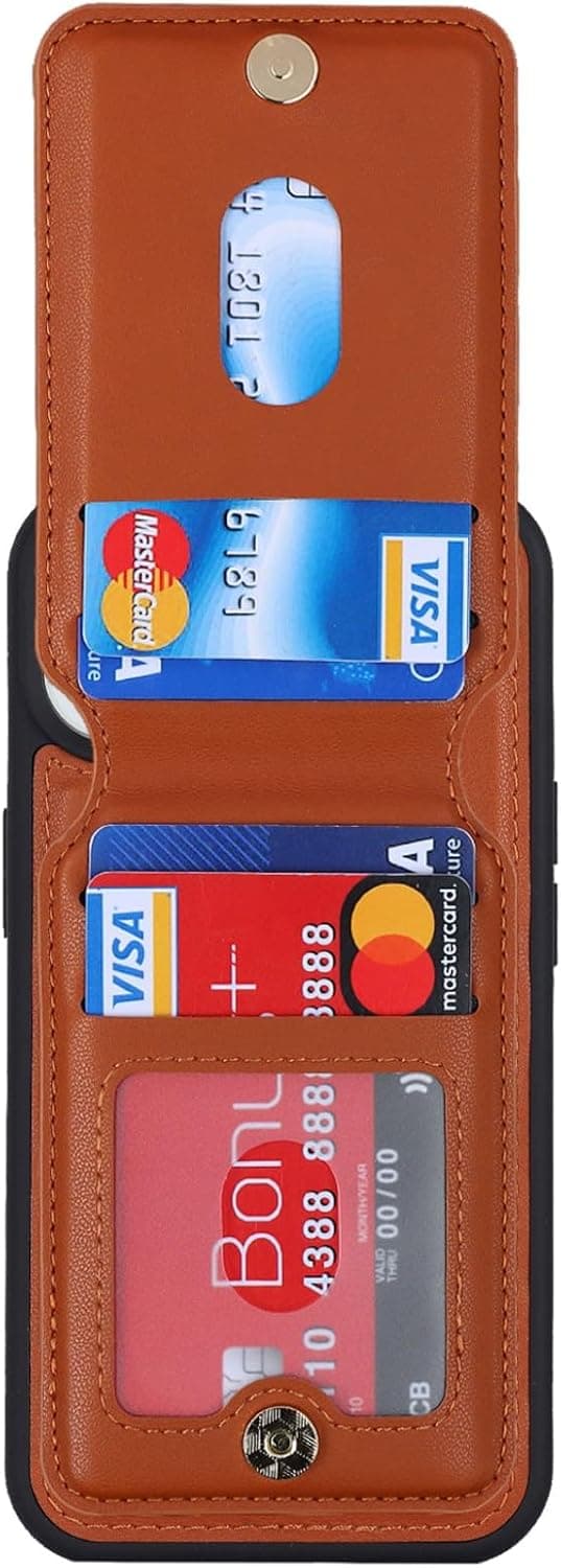 Detalle de Zouzt detachable 2-in-1 wallet case for iPhone 15 6.1-inch (with card holder) for MagSafe, Brown