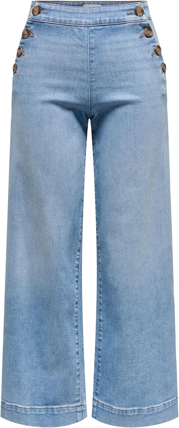 Detalle de ONLY Damen Jeans mit weitem Bein ONLMADISON – hohe Taille, Wide Leg Fit
