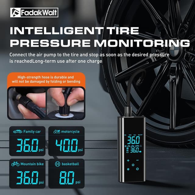 Thumbnail 6 de FADAKWALT Tire Inflator Portable Air Compressor (Cordless, 150 PSI, Digital Gauge, Touch Screen)