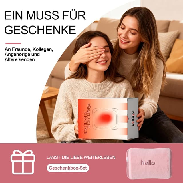 Detalle de Wärmflasche elektrisch, tragbar mit weichem Bezug (Rosa) – wohltuende Wärme für Rücken, Bauch und Nacken