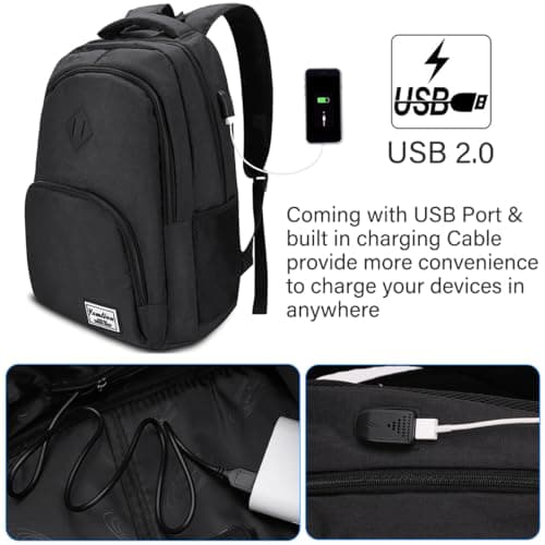 Thumbnail 6 de YAMTION Mochila escolar y para portátil de 30 L con compartimento acolchado y puerto USB (48 x 33 x 20 cm)