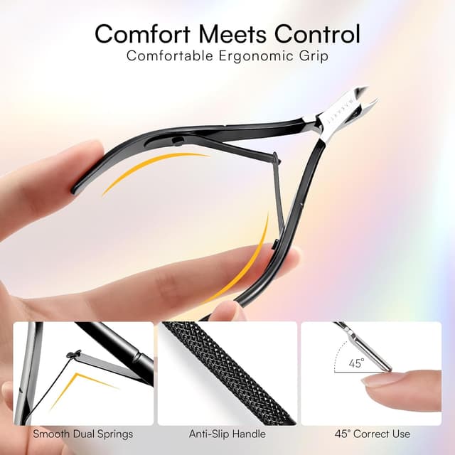 Detalle 2 de Kit Makartt coupe-cuticules professionnel 2 en 1 avec poussoir et 3 pinces en acier inoxydable