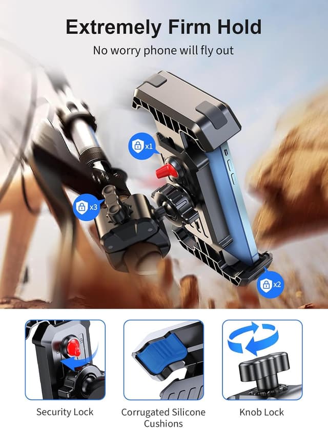 Detalle de CIRYCASE Bike Phone Holder (3s install, anti-vibration, 360° rotation) for 4.7–6.8” phones