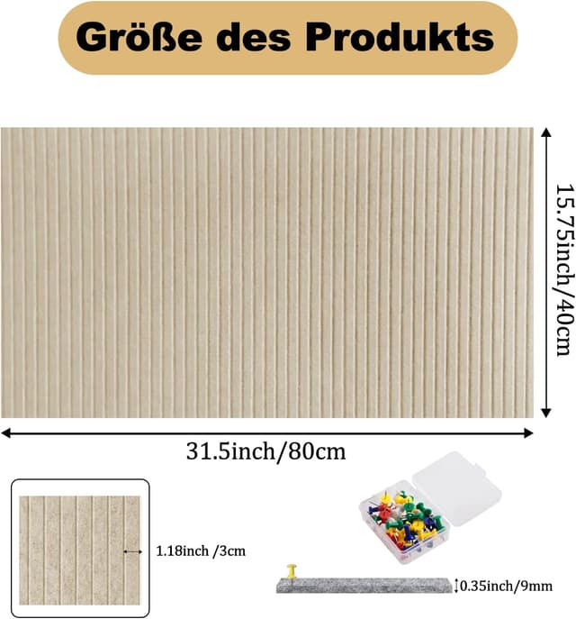 Thumbnail 6 de Große Filz Pinnwand 80×40 cm – selbstklebend