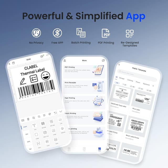 Thumbnail 6 de CLABEL 221B Label Maker Machine with Bluetooth Thermal Printing (Portable, 2-inch) for Small Business