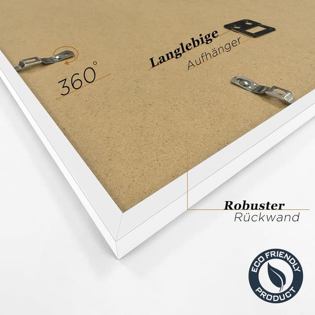 Detalle 2 de VUVUZULA Bilderrahmen 30x40 cm Weiß im 3er Set inkl. Passepartout – Posterrahmen mit Acrylglas