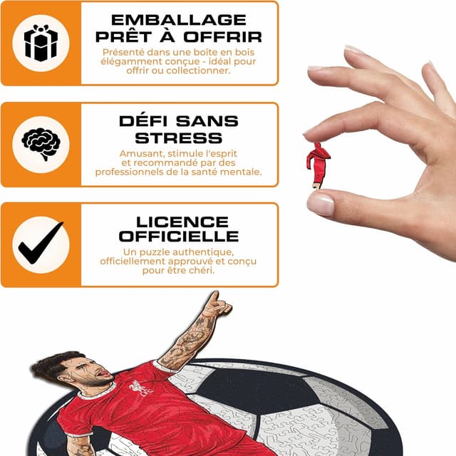 Detalle de Iconic Puzzles Liverpool x Dominik Szoboszlai – puzzle en bois 270 pièces, taille M (licence officielle)