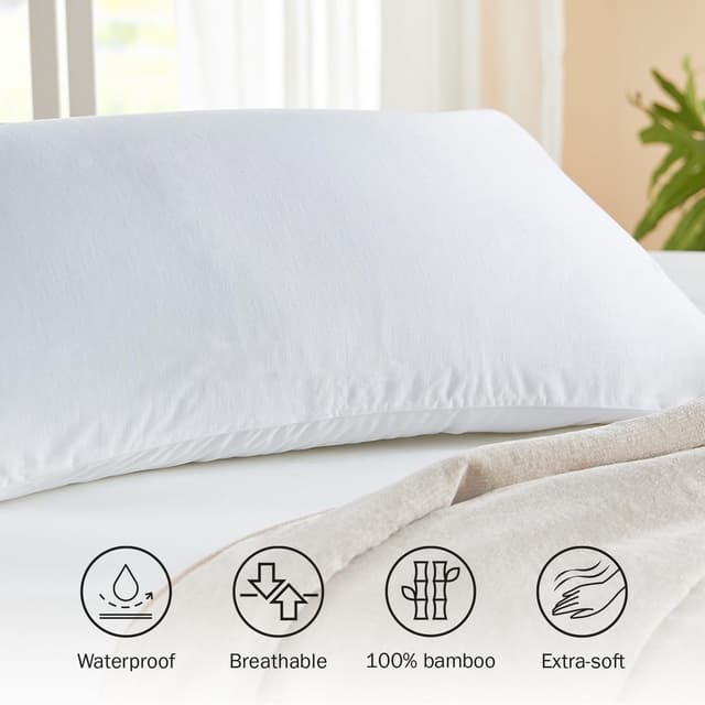 Detalle 1 de Pikolin Home Funda Almohada Bambú 100% Antibacteriana 🌱