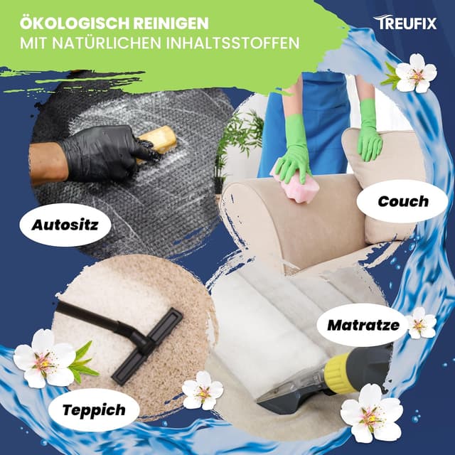 Detalle de Treufix Polsterreiniger Konzentrat für Sofa, Couch & Matratzen (1L) – für Waschsauger, Nasssauger & Handreinigung