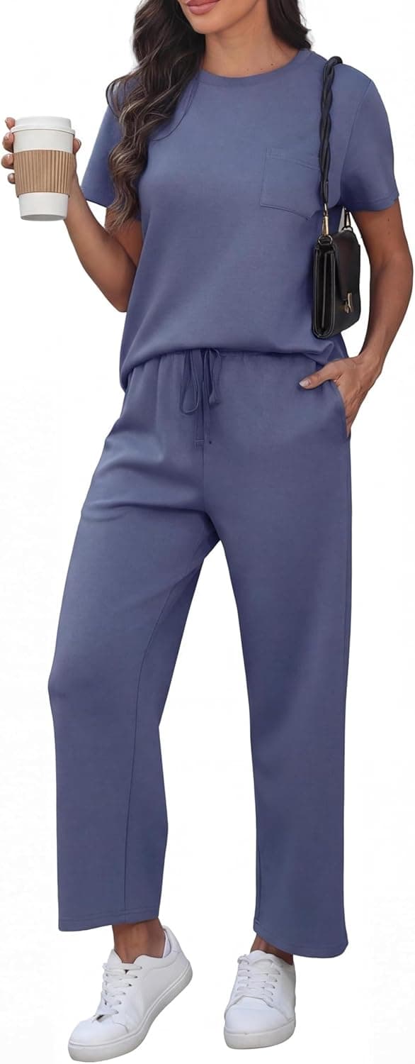 Thumbnail 6 de GRECERELLE Airport Two Piece Travel Outfit Set for Women – breathable stretchy co-ord top and pocket joggers