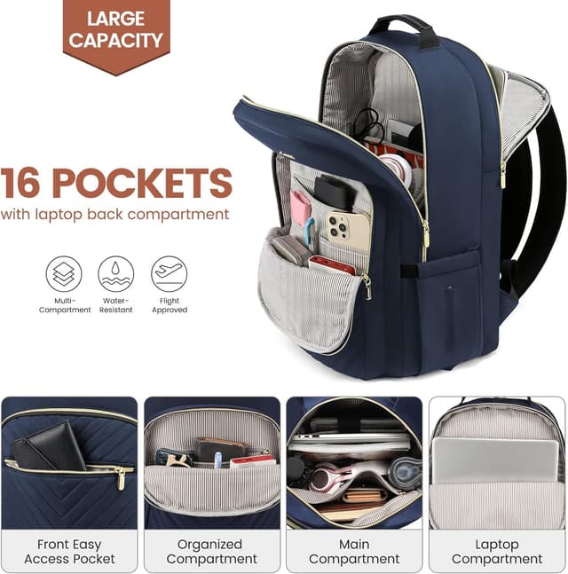 Detalle 2 de LOVEVOOK women’s laptop backpack for work, travel and school (up to 15.6 inch) with USB charging port