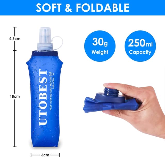 Detalle de UTOBEST Soft Flask 250 ml Collapsible Running Water Bottle (2-pack)