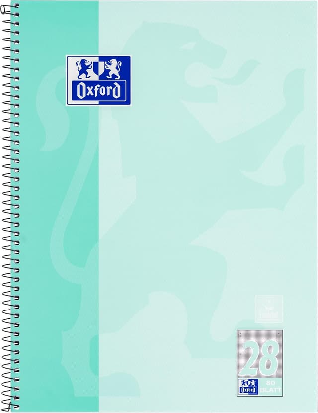 Detalle de Oxford Cahier A4 quadrillé 80 feuilles perforées Menthe (80 feuilles, 160 pages)